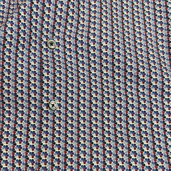 Bugatchi Blue and White Casual Button Down Shirt - Picture 5 of 8